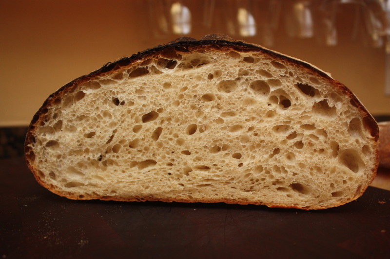 crumb shot of bread in a haussler stone oven