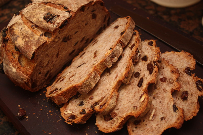 Raisin Pecan Country Loaf Crumb shot from Bread Bible